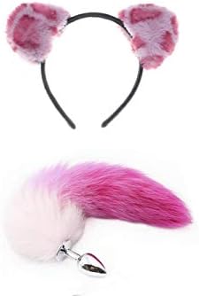 Women's Plush Cute Ears Headbands Hairband Fox Tail kit for Party Cosplay White