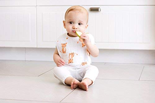 aden by aden + anais Snap Bib, 100% Cotton Muslin, Soft Absorbent 3 Layers, Adjustable, 9" X 13", 3 Pack, Safari Babes - Thumbnail 3