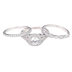 iLH Clearance Rings,Fashion Three Layers Diamonds