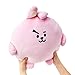 BT21 Cooky Pong Pong Character Plush Figure Decorative Pillow Sofa Cushion, 14.2 x 13.4 Inches, Pink