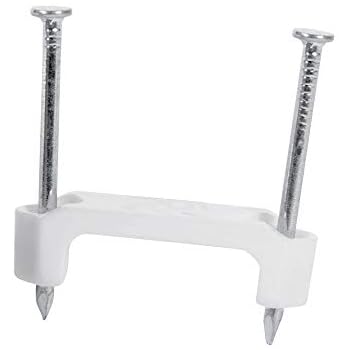 Gardner Bender PS-150 Plastic Staple, ½ Inch., 14/2, 12/2, 10/2 (NM) Cable, Quick / Easy Installation, for Romex, UF, (NM) & More, 100 Pk., White