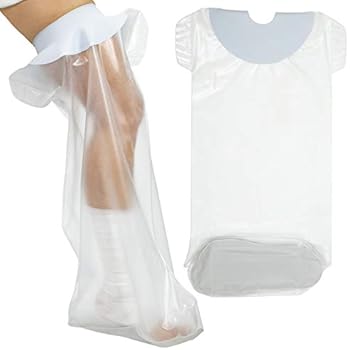 Vive Leg Cast Cover - Waterproof Cast Bag Bandage Protector for Shower, Broken Foot, Ankle, Knee, Toe - Watertight Adult Plastic Protection Dry Bag - Half Leg Water Tight, Resistant, Submersible Seal