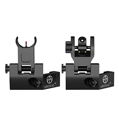 AWOTAC Fiber Optics 45 Degree Offset Flip Up Iron Sights with Red and