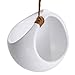 MyGift Modern 5 inch Round Hanging White Ceramic Planter Pots with Jute Twine Rope, Set of 2