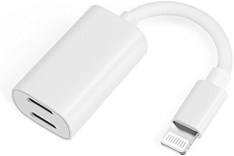 ukulili iPhone Splitter &amp; Dual Lightning Adapter,2 Lightning Port Headphone Apple Audio and Charger Adapter Accessories for iPhone 7/7 Plus/8 (White)