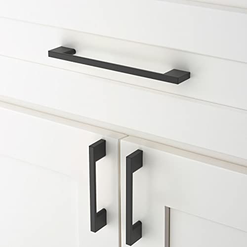Amerdeco 10 Pieces Kitchen Handles 160 mm Black for Cabinets, Drawers, Furniture and Doors, Aluminium Alloy UK0035