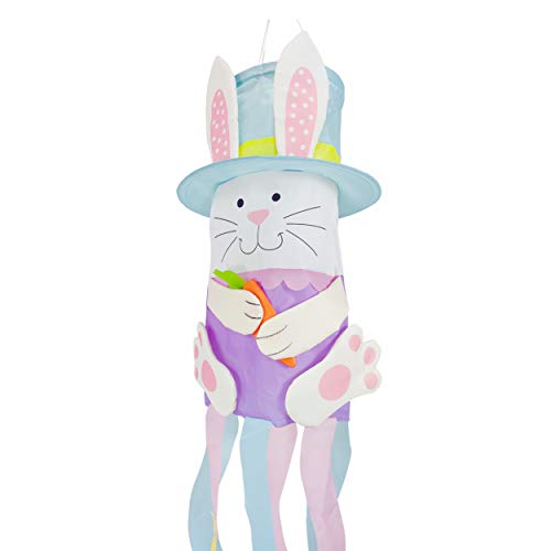 OUTOUR Easter Bunny Pascha Resurrection Sunday Fabric Windsock Wind Sock Hanging Decorations 49" Flag for Garden Patio Lawn Backyard Home Yard Porch Balcony Outdoor Decor Party Supplie - Thumbnail 2