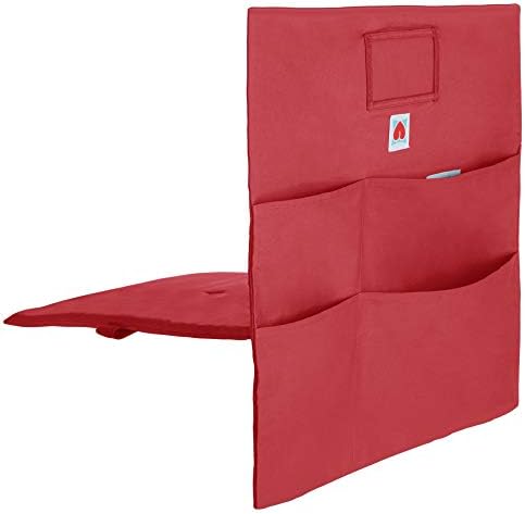 Comfy BumChair Bag, Chair Pockets with a Cushion, chairback seat Storage, Organiser for School, Students, Kids, Classroom, Teachers, Preschool, Kindergarten, Homework, College, Dorm (Red, Large).