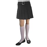 French Toast Pleated Scooter With Square Buckle Belt Girls