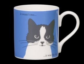 Portrait Blue Whiskers Cat Funny Bone China Mug, It Was the Dog - Stoke on Trent, England