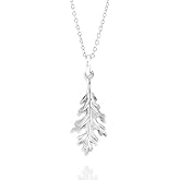 Sterling Silver Tiny Oak Leaf Charm Necklace, 18"