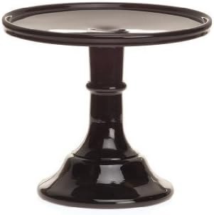 6" Solid Black Glass Bakers Cake Stand Plate