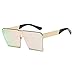 JOJO'S SECRET Oversized Square Sunglasses Metal Frame Flat Top Sunglasses JS009 (Gold/Transparent Red+Gold/Pink, 2.48)