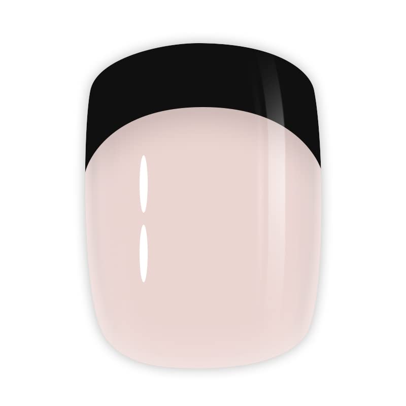 Black Tip Classy Finish Polish Press On Nails Medium-Short French Square Gel Acrylic Manicure DIY Reusable False Nails 24pcs - Image 8