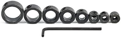 Newkiton 8Pcs/Set Drill Depth Stop Collars Ring Dowel Shaft Chuck With Hex Wrench Accessories
