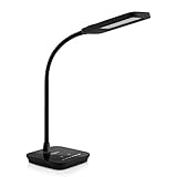 Aglaia Desk Lamp, Dimmable panel lights Eye-Care Table Light with 1-Hour Timer, 6-Level Dimmer, Touch Controland Flexible Neck 7W (Black)