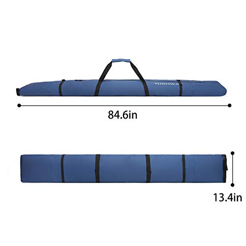 TurnWay Ski/Snowboard Bag | Store & Transport Skis Up to 215 cm, Poles & Extras | Waterproof - for Men, Women and Youth (Blue)