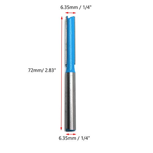 Rannb Straight Router Bit Double Flutes for Woodworking 1/4" Shank Dia 1/4" Cutting Dia - Pack of 5