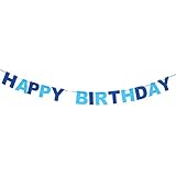 WINOMO Happy Birthday Pennant Flags Bunting Garland Banner Party Home Hanging Decor (Blue)