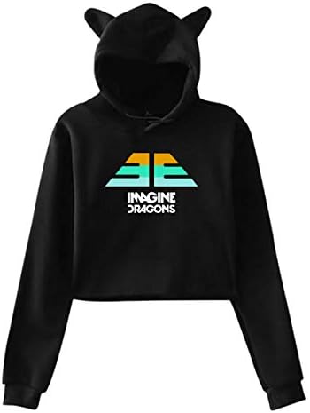 Women's Cat Ear Hoodie Sweater Imagine Dragons Hoody Black