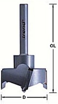 Trend 35mm Diameter Circular Hinge Sinking Machine Bit, 1/4 Inch Shank, Centring Point