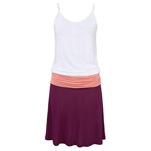 Mysky Fashion Women Summer Casual Color Block Sleeveless Comfy Sling Above Knee Dress Purple - Thumbnail 3