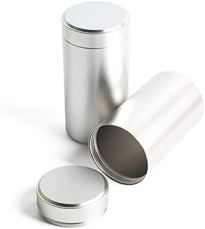 Tea Tins Canister Set with Airtight Lids Home Kitchen Tea Containers for Tea Coffee Sugar Storage Loose Leaf(Silver 120 * 60 2PC/7.3OZ)