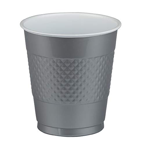 JAM-PAPER-Plastic-Party-Cups-12-oz-Silver-20-GlassesPack