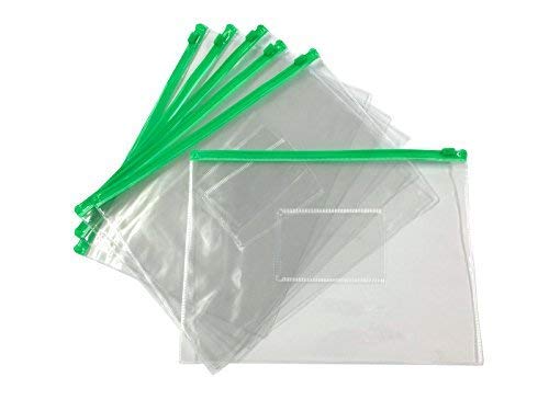 Zip File Folders Zipper Pouch Bags, 12 Pcs Document Bags in Green Colors, US Letter/A4 Size PVC Transparent Waterproof Zip Document Filing Folder, for Office, School, Travel (12 Pack)…