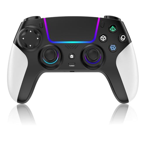 Photo 1 of VidPPluing Wireless Controller Compatible with P5/Android/IOS/MAC/Steam Deck, Game Controller with LED Lighting/Hall Effect Trigger/Turbo/Share Function - White