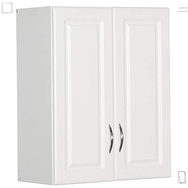 Amazon Com Garage Or Laundry Room Wall Storage Cabinet 30 In H White Finish With Raised Panel Door And Nickel Plated Hardware Kitchen Dining