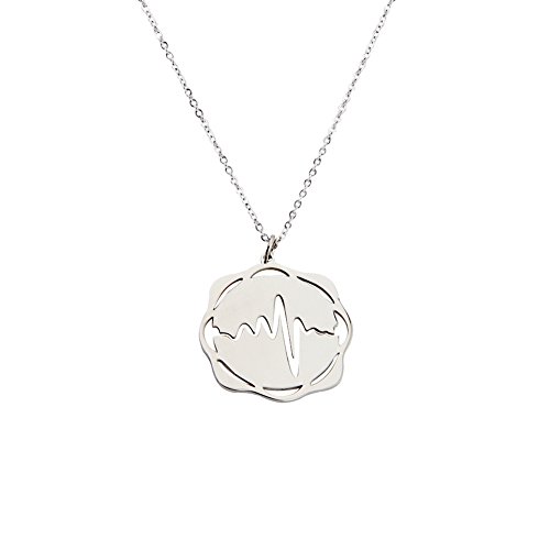 Stainless Steel Heartbeat Necklace for Doctor Nurse (Flower heartbeat)
