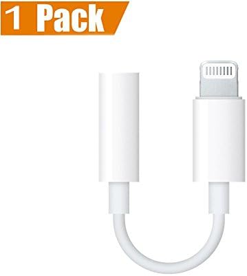 [1Pack] Lightning Adapters, 3.5mm Jack Adapter Headphones, Lightning Connect Converters to 3.5mm Headphones, for iPhone 7/7 Plus and more [White]