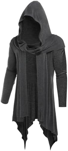 XZQYJKP Vintage Poncho Men Hooded Irregular Cape Shawl Punk Male
