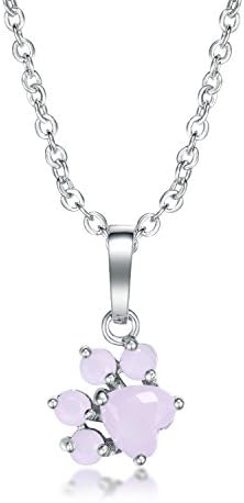 Dog Cat Paw Pendant Necklace - Cute Silver Plated Cat Paw Necklaces Charm Pendant Necklace for Women Girls Animal Lovers