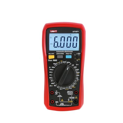 UNI-T UT107+ Digital Automotive Multimeter TRMS 6000 Counts 1000V 20A AC/DC Voltmeter Ammeter 12V Battery Tester Accurately Measure Pulse Width Dwell Angle RPM Duty-Cycle Capacitance For Automotive