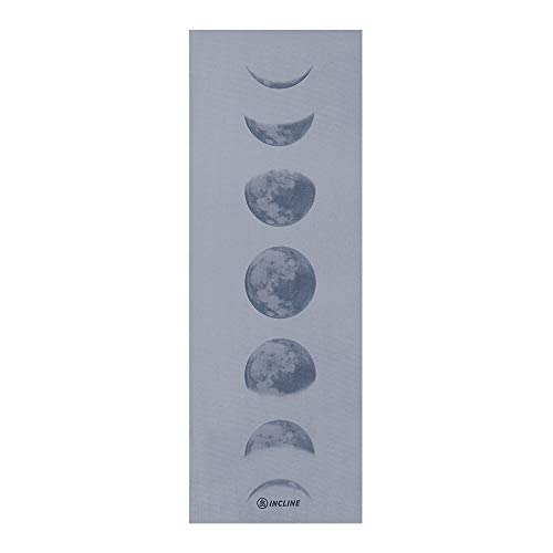 Incline Fit Printed Yoga Mat Anti Slip Printed Yoga Mat for Yoga, Pilates, Stretching, Meditation, Floor & Fitness Exercises, Moon Phases, 6mm, Waxing Crescent