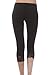 KMystic Cotton Blend Lace Trim Capri Leggings (Large, Black)