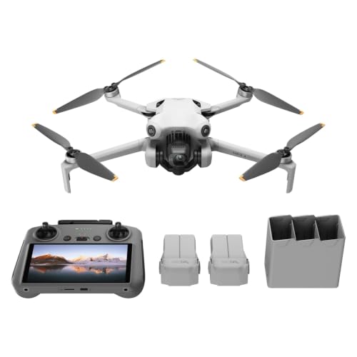 DJI Mini 4 Pro Fly More Combo mit DJI RC 2 Fernsteuerung (Bildschirmfernsteuerung), faltbare Mini-Drohne mit 4K-Kamera, unter 249g, 34 Minuten Flugzei