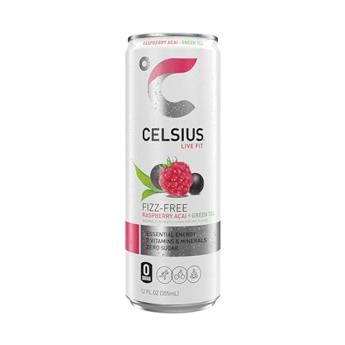 CELSIUS Raspberry Acai Green Tea, Functional Essential Energy Drink 12