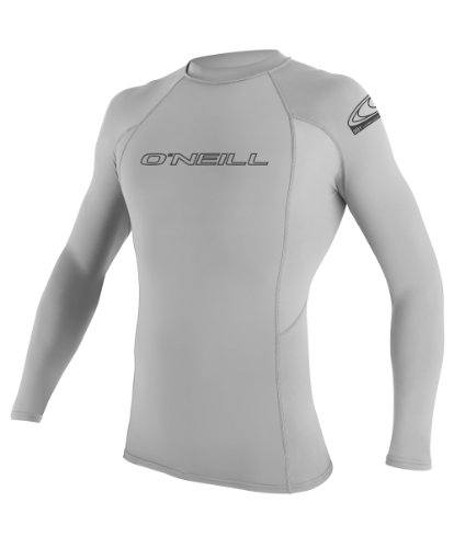 O'Neill Wetsuits UV Sun Protection Mens Basic Skins Long Sleeve Crew Sun Shirt Rash Guard, Lunar, Medium