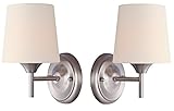 Westinghouse 6226000 Parker Mews One-Light Interior Wall Fixture, Brushed Nickel Finish with White Linen Fabric Shade - 2 Pack ()