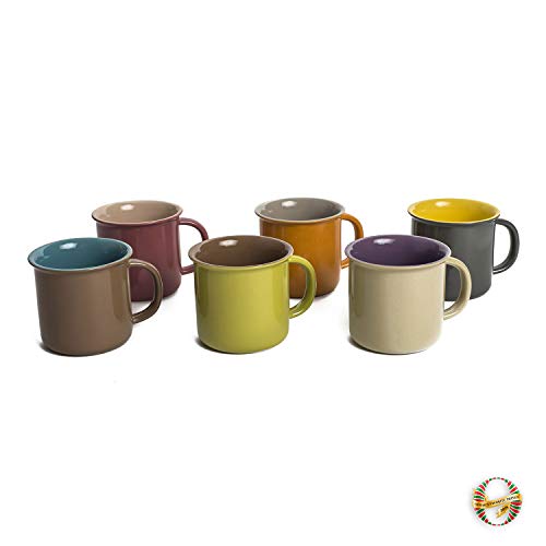 Yedi Houseware Set of 6 Jumbo 20 oz Porcelain Mugs, Coffee, Tea, Cocoa, Set of 6, Hot Assorted Colors