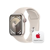 Apple Watch Series 9 [GPS + Cellular 41mm] Smartwatch with Starlight Aluminum Case with Starlight Sport Band M/L with AppleCare+ (2 Years)