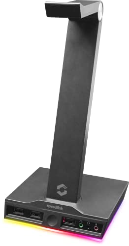 Speedlink EXCELLO Illuminated Headset Stand – 7.1 sound card, integrated USB hub, black at Amazon