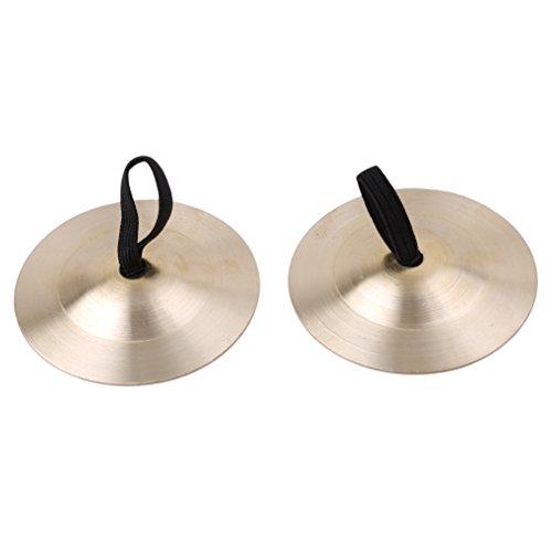 Dolland 1 Pair Finger Cymbals Mini Music Instrument Rhythm Maker with Belly Dancing for Kids s s,Gold