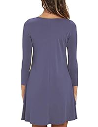 Viishow vestido con bolsillo para dama cuello redondo, mangas 3 4 casual