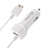 Galaxy S5 Car Charger, Shackle Ultra Fast Coiled Retractable Car Charger Adapter for Samsung Galaxy S5 | Galaxy Note 3 | Galaxy Tab Pro 12.2, Note Pro NotePro 12.2 Rapid Travel Charger - White