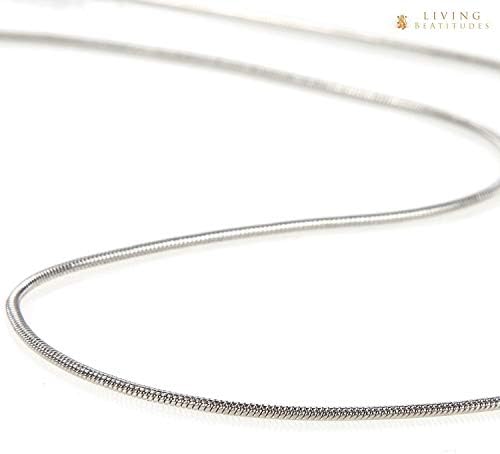 Living BeAtitudes Hypo-Allergenic 20 inch Snake Stainless Steel for Women Men Thin Chain Locket Charms with Lobster Claw Claps