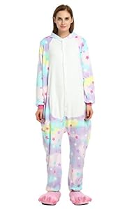 OLadydress Unisex Unicorn Costumes Pyjamas, Adult Women Men Animal Cosplay Onesie Star X-Large